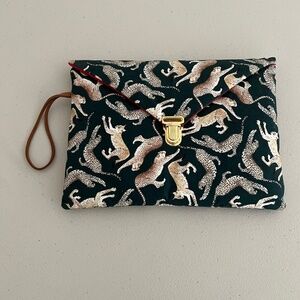 MAISON BALUCHON WRISTLET CLUTCH FABRIC ANIMAL PRINT COUTURE INSPIRED ELEGANT